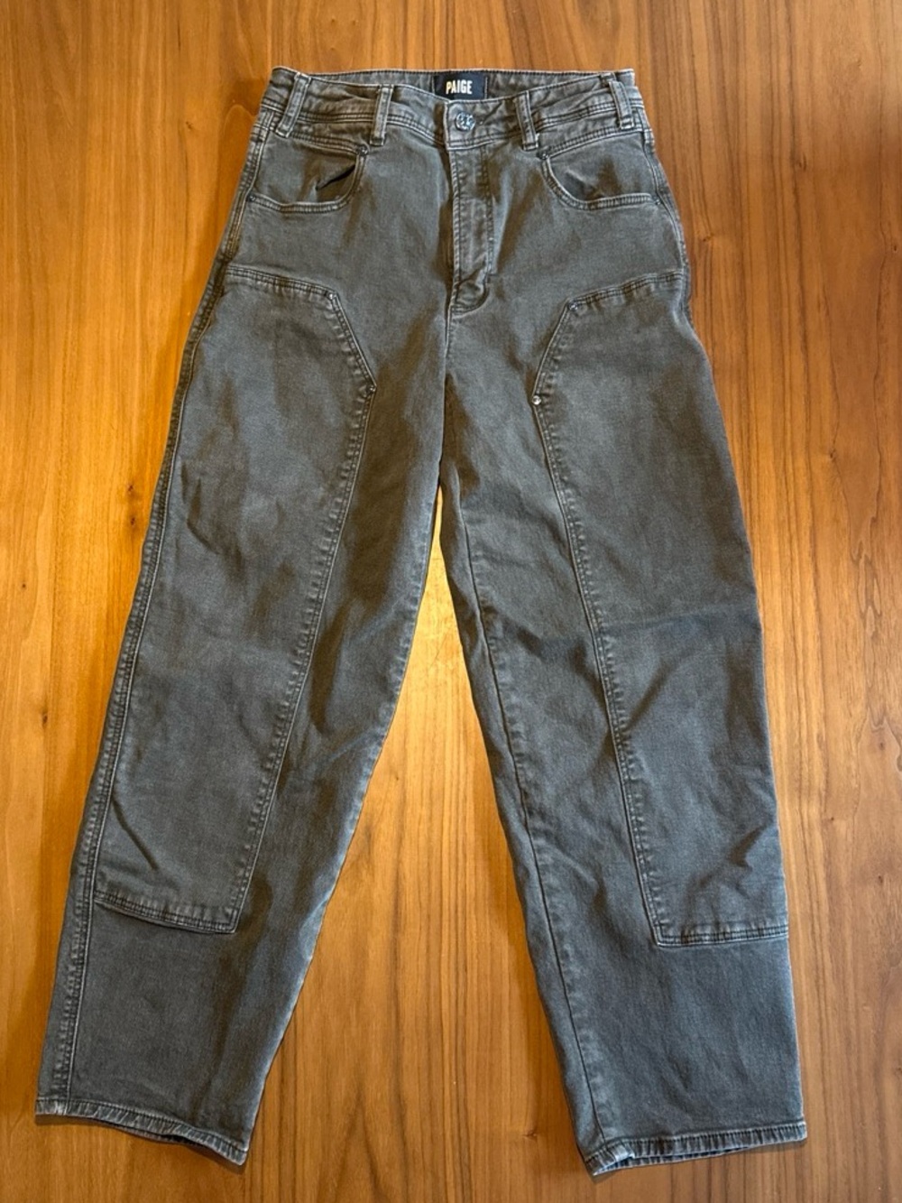 PAIGE Olive Gray Utility High-Rise Jeans